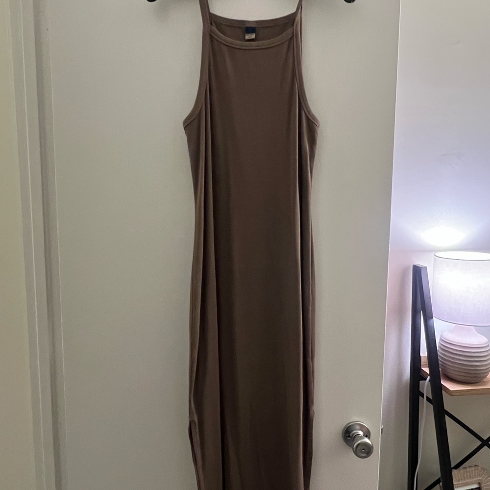 Old Navy Brown Tan Halter Sheath Maxi Dress